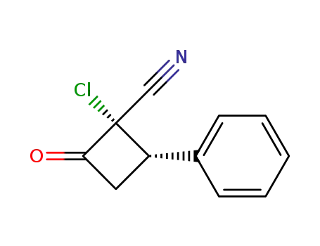 Molecular Structure of 89937-19-9 (Cyclobutanecarbonitrile, 1-chloro-2-oxo-4-phenyl-, cis-)