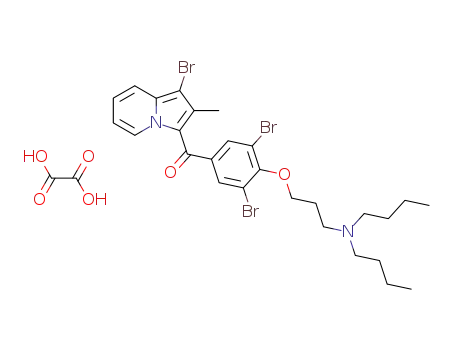 Molecular Structure of 79283-33-3 ((1-Bromo-2-methyl-indolizin-3-yl)-[3,5-dibromo-4-(3-dibutylamino-propoxy)-phenyl]-methanone; compound with oxalic acid)
