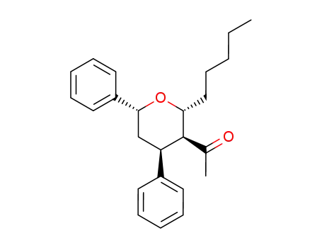 Molecular Structure of 109548-65-4 (1-((2R,3S,4S,6R)-2-Pentyl-4,6-diphenyl-tetrahydro-pyran-3-yl)-ethanone)