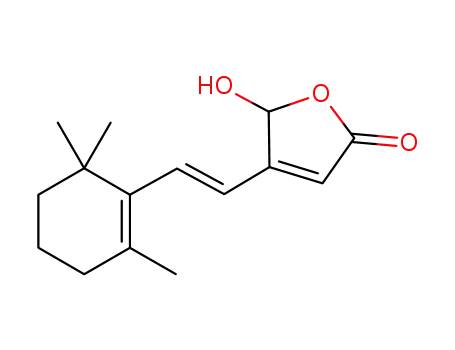 Molecular Structure of 83323-64-2 (2(5H)-Furanone,
5-hydroxy-4-[2-(2,6,6-trimethyl-1-cyclohexen-1-yl)ethenyl]-, (E)-)