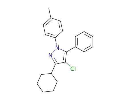 Molecular Structure of 88039-34-3 (1H-Pyrazole, 4-chloro-3-cyclohexyl-1-(4-methylphenyl)-5-phenyl-)