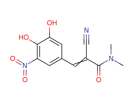 Molecular Structure of 116314-66-0 (2-Propenamide, 2-cyano-3-(3,4-dihydroxy-5-nitrophenyl)-N,N-dimethyl-)