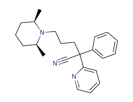 Molecular Structure of 130275-51-3 (α-<3-(2,6-dimethyl-1-piperidinyl)propyl>-α-phenyl-2-pyridineacetonitrile)