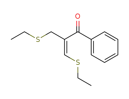 Molecular Structure of 82238-80-0 (2-Propen-1-one, 3-(ethylthio)-2-[(ethylthio)methyl]-1-phenyl-, (E)-)