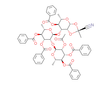 O-(2-O-acetyl-3,4-di-O-benzoyl-α-L-rhamnopyranosyl)-(1->2)-O-(3,4-di-O-benzoyl-α-L-rhamnopyranosyl)-(1->3)-4-O-benzoyl-1,2-O-<1-(exocyano)ethylidene>-β-L-rhamnopyranose