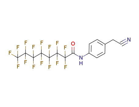 Molecular Structure of 117897-75-3 (2,2,3,3,4,4,5,5,6,6,7,7,8,8,8-Pentadecafluoro-octanoic acid (4-cyanomethyl-phenyl)-amide)