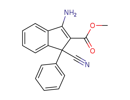 Molecular Structure of 116617-18-6 (METHYL 3-AMINO-1-CYANO-1-PHENYL-1H-INDENE-2-CARBOXYLATE)