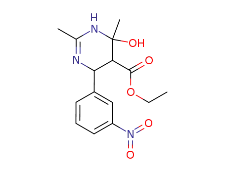 Molecular Structure of 98064-08-5 (5-(ethoxycarbonyl)-6-hydroxy-2,6-dimethyl-4-(m-nitrophenyl)-1,4,5,6-tetrahydropyrimidine)