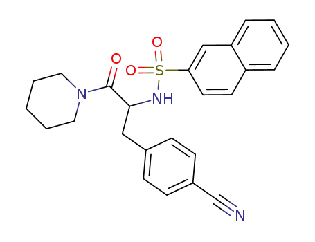 Molecular Structure of 80852-80-8 (Piperidine,
1-[3-(4-cyanophenyl)-2-[(2-naphthalenylsulfonyl)amino]-1-oxopropyl]-)