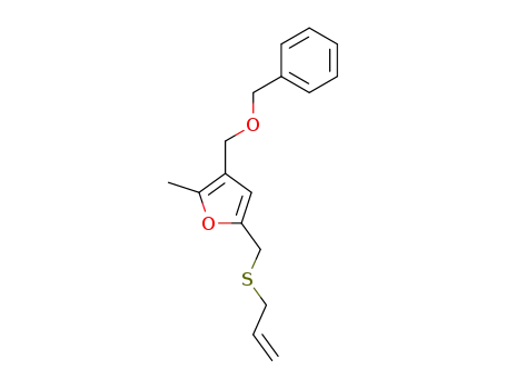 Molecular Structure of 95514-15-1 (Furan, 2-methyl-3-[(phenylmethoxy)methyl]-5-[(2-propenylthio)methyl]-)