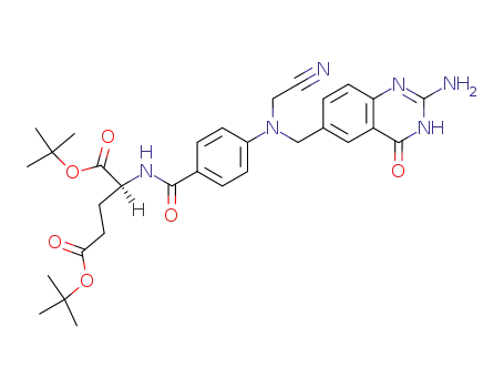 Molecular Structure of 97280-18-7 (di-tert-butyl N-<4-<N-<(2-amino-4-hydroxy-6-quinazolinyl)methyl>-N-(cyanomethyl)amino>benzoyl>-L-glutamate)