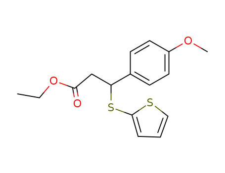 Benzenepropanoic acid, 4-methoxy-b-(2-thienylthio)-, ethyl ester