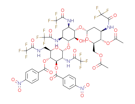 O-2,6-dideoxy-2,6-bis<(trifluoroacetyl)amino>-3,4-bis-O-(p-nitrobenzoyl)-α-D-glucopyranosyl-(1->4)-O-<4,6-O-diacetyl-2,3-dideoxy-3-<(trifluoroacetyl)amino>-α-D-glucopyranosyl-(1->6)>-2-deoxy-1,3-bis-N-(trifluoroacetyl)-D-streptamine