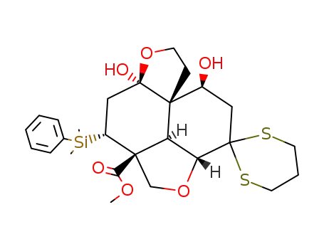 (2aR*,3R*,4aR*,7aS*,8S*,10aR*,10bR*)-methyl 3-dimethyl(phenyl)silyl-4a,8-dihydroxyperhydronaphtho<1,8-bc:5,4a-b'>difuran-10-spiro-2'-(1',3'-dithiane)-2a-carboxylate