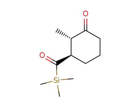 Molecular Structure of 63069-24-9 (Cyclohexanone, 2-methyl-3-[(trimethylsilyl)carbonyl]-, trans-)