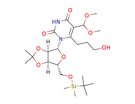 1-(2',3'-O-isopropylidene-5'-O-(tert-butyldimethylsilyl))-5-(dimethoxymethyl)-6-(3-hydroxypropyl)uridine
