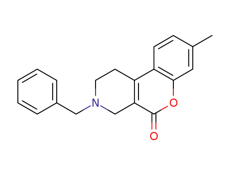 Molecular Structure of 193217-46-8 (3-Benzyl-8-methyl-1,2,3,4-tetrahydro-5H-[1]benzopyrano[3,4-c]pyridin-5-one)