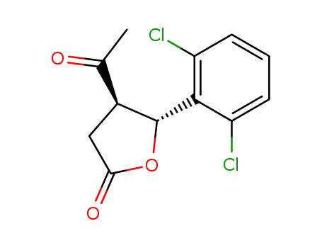 Molecular Structure of 91478-29-4 (2(3H)-Furanone, 4-acetyl-5-(2,6-dichlorophenyl)dihydro-, trans-)
