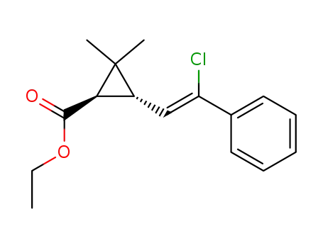 Molecular Structure of 133575-08-3 (ethyl (1S,3R)-3-[(Z)-2-chloro-2-phenylethenyl]-2,2-dimethylcyclopropanecarboxylate)