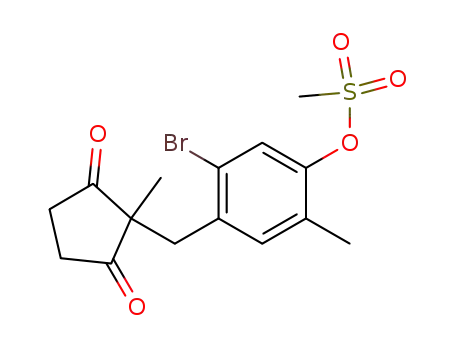 Molecular Structure of 160281-65-2 (Methanesulfonic acid 5-bromo-2-methyl-4-(1-methyl-2,5-dioxo-cyclopentylmethyl)-phenyl ester)