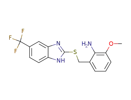 Molecular Structure of 106746-96-7 (Benzenamine,
2-methoxy-6-[[[5-(trifluoromethyl)-1H-benzimidazol-2-yl]thio]methyl]-)