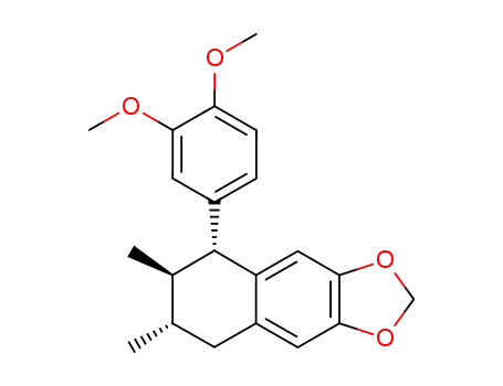 Molecular Structure of 4892-34-6 ((5S)-5-(3,4-Dimethoxyphenyl)-5,6,7,8-tetrahydro-6β,7α-dimethylnaphtho[2,3-d]-1,3-dioxole)