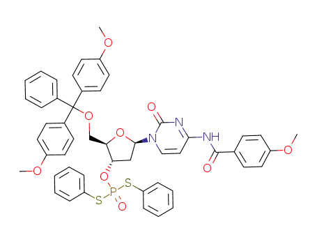 Dithiophosphoric acid O-{(2R,3S,5R)-2-[bis-(4-methoxy-phenyl)-phenyl-methoxymethyl]-5-[4-(4-methoxy-benzoylamino)-2-oxo-2H-pyrimidin-1-yl]-tetrahydro-furan-3-yl} ester S,S'-diphenyl ester