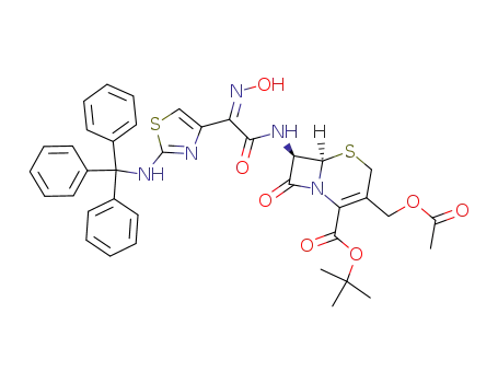 ester ter-butylique de l'acide (acetoxy methyl)-3(<<hydroxy-imino-2 Z (tritylamino-2 thiazolyl-4)-2>-acetyl>-amino)-7 β cepheme-3 carboxylique-4
