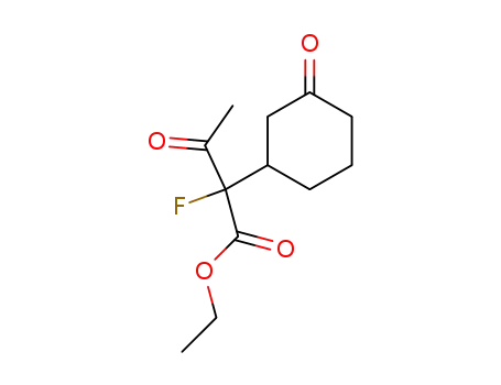 Molecular Structure of 88100-70-3 (ethyl α-acetyl-α-fluoro-3-oxocyclohexaneacetate)