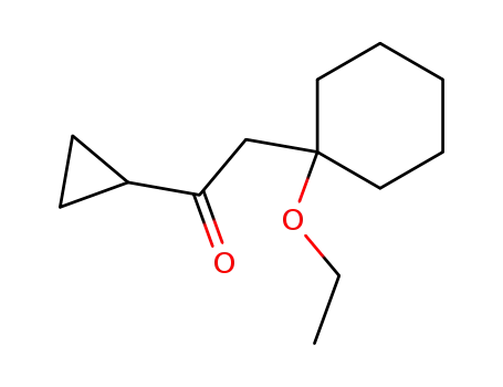Molecular Structure of 120031-61-0 (1-Cyclopropyl-2-(1-ethoxy-cyclohexyl)-ethanone)