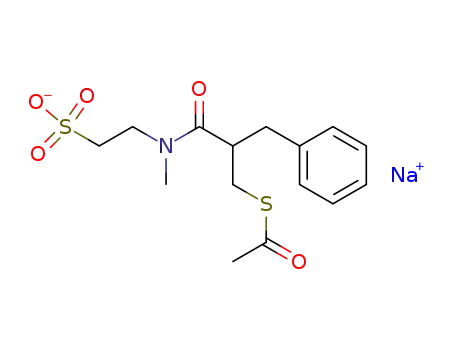 Ethanethioic acid,
S-[3-[methyl(2-sulfoethyl)amino]-3-oxo-2-(phenylmethyl)propyl] ester,
sodium salt