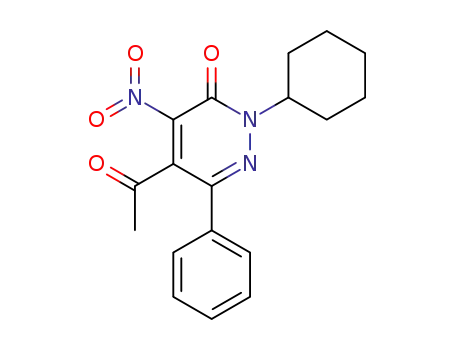 Molecular Structure of 121910-76-7 (3(2H)-Pyridazinone, 5-acetyl-2-cyclohexyl-4-nitro-6-phenyl-)
