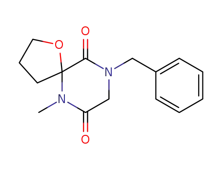 Molecular Structure of 88521-49-7 (1-Oxa-6,9-diazaspiro[4.5]decane-7,10-dione,
6-methyl-9-(phenylmethyl)-)