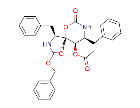 (4S,5R,6S,1'S)-5-acetoxy-4-benzyl-6-<1-<<(benzyloxy)carbonyl>amino>-2-phenylethyl>-3,4,5,6-tetrahydro-2H-1,3-oxazin-2-one