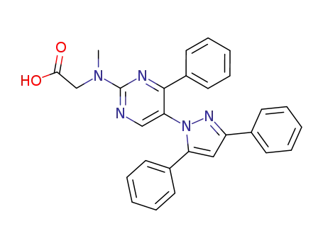 Molecular Structure of 144454-94-4 ({[5-(3,5-Diphenyl-pyrazol-1-yl)-4-phenyl-pyrimidin-2-yl]-methyl-amino}-acetic acid)