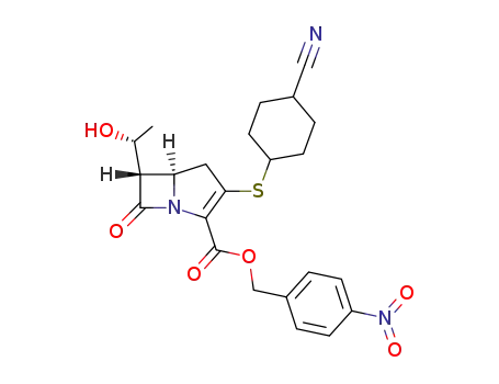 Molecular Structure of 105693-26-3 (p-nitrobenzyl (6S)-<(1R)-hydroxyethyl>-2-<cis-4-cyanocyclohexylthio>-(5R)-carbapen-2-em-3-carboxylate)