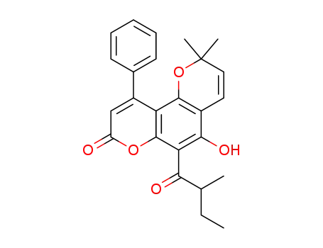 Molecular Structure of 5302-74-9 (5-Hydroxy-2,2-dimethyl-6-(2-methyl-1-oxobutyl)-10-phenyl-2H,8H-benzo[1,2-b:3,4-b']dipyran-8-one)