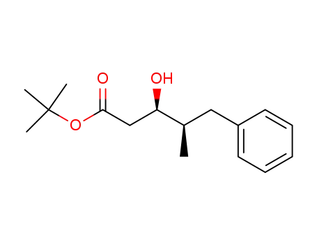 Molecular Structure of 84850-37-3 ((3R,4R)-3-Hydroxy-4-methyl-5-phenyl-pentanoic acid tert-butyl ester)