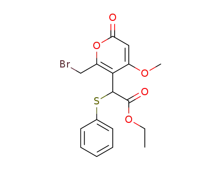 6-(bromomethyl)-5-<(ethoxycarbonyl)(phenylthio)methyl>-4-methoxy-2H-pyran-2-one