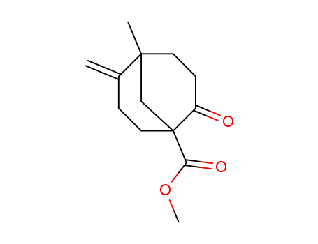 Molecular Structure of 125801-60-7 (5-Methyl-6-methylene-2-oxo-bicyclo[3.3.1]nonane-1-carboxylic acid methyl ester)