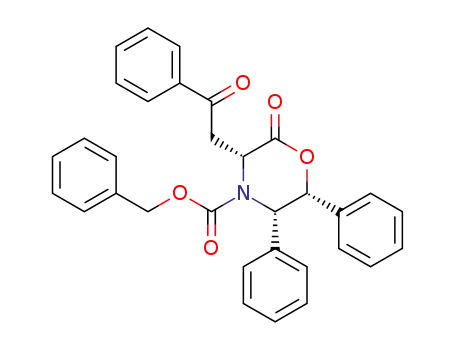 (3R,5S,6R)-4-(benzyloxycarbonyl)-5,6-diphenyl-3-(2'-oxo-2'-phenylethyl)-2,3,5,6-tetrahydro-4H-1,4-oxazin-2-one