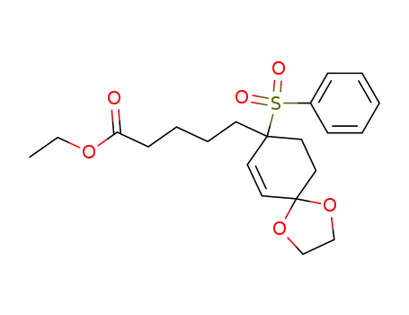Molecular Structure of 81841-99-8 (1,4-Dioxaspiro[4.5]dec-6-ene-8-pentanoic acid, 8-(phenylsulfonyl)-,
ethyl ester)