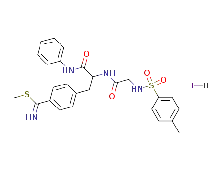 4-{2-Phenylcarbamoyl-2-[2-(toluene-4-sulfonylamino)-acetylamino]-ethyl}-thiobenzimidic acid methyl ester; hydriodide