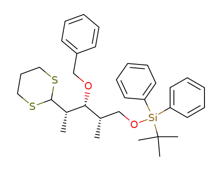 2,4-Dideoxy-5-O-<(1,1-dimethylethyl)diphenylsilyl>-2,4-dimethyl-3-O-(phenylmethyl)-L-xylose, Cyclic 1,3-Propanediyl Mercaptal (Dithiane 9)