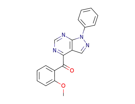 Molecular Structure of 59563-85-8 (Methanone,
(2-methoxyphenyl)(1-phenyl-1H-pyrazolo[3,4-d]pyrimidin-4-yl)-)