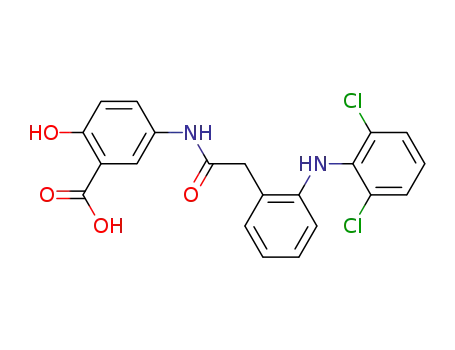 Molecular Structure of 105687-68-1 (Benzoic acid,5-[[2-[2-[(2,6-dichlorophenyl)amino]phenyl]acetyl]amino]-2-hydroxy-)