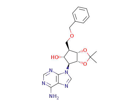 Molecular Structure of 100021-22-5 ((+/-)-(1α,2β,3α,4α,5β)-2-(6-amino-9H-purin-9-yl)-3,4-(dimethylmethylenedioxy)-5-<(phenylmethoxy)methyl>-1-cyclopentanol)