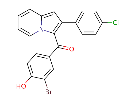 Molecular Structure of 77823-30-4 ((3-Bromo-4-hydroxy-phenyl)-[2-(4-chloro-phenyl)-indolizin-3-yl]-methanone)