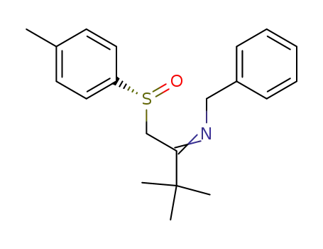 Molecular Structure of 144782-48-9 (Benzyl-[2,2-dimethyl-1-((R)-toluene-4-sulfinylmethyl)-prop-(E)-ylidene]-amine)