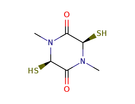 Molecular Structure of 33045-33-9 (2,5-Piperazinedione, 3,6-dimercapto-1,4-dimethyl-, cis-)